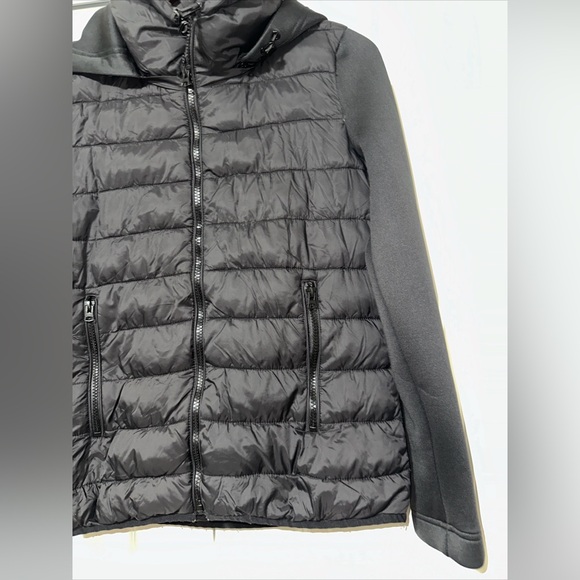 Zara Lightweight Detachable Hood Combination Puffer Jacket S Black - Picture 4 of 6